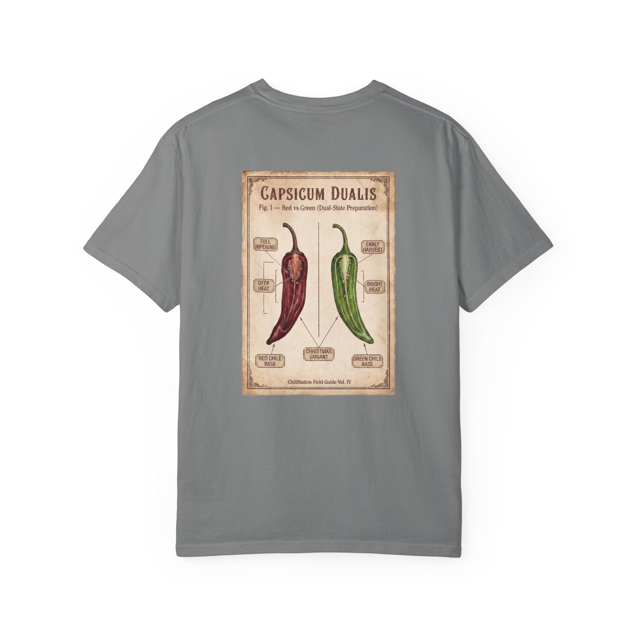 Capsicum Dualis Chili Pepper T-shirt; Vintage Botanical Pepper Illustration