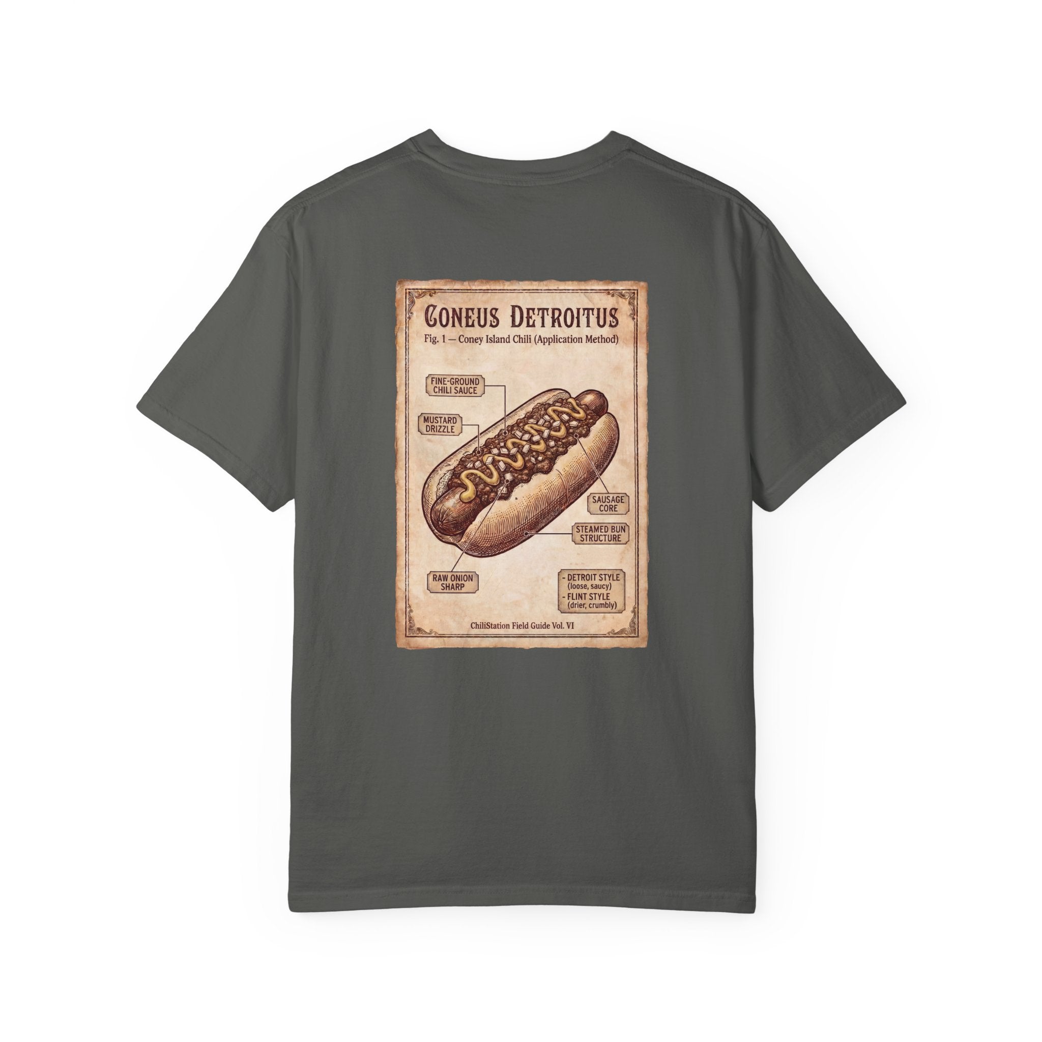 Detroit Coney Dog T-Shirt — Vintage Coney Island Hot Dog Diagram Tee