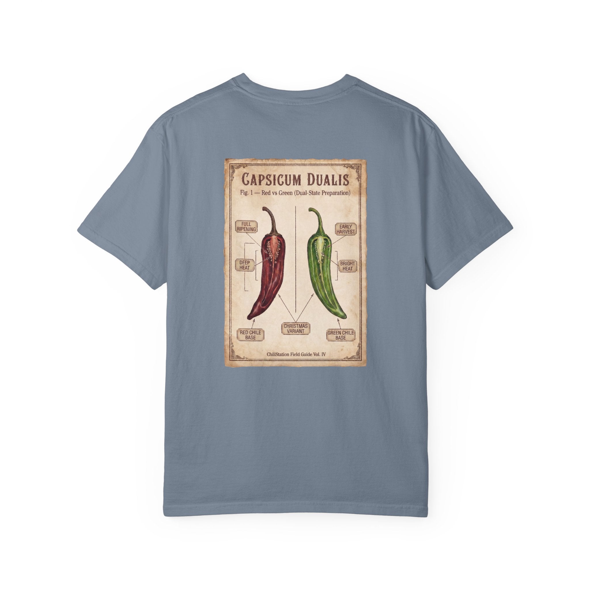 Capsicum Dualis Chili Pepper T-shirt; Vintage Botanical Pepper Illustration