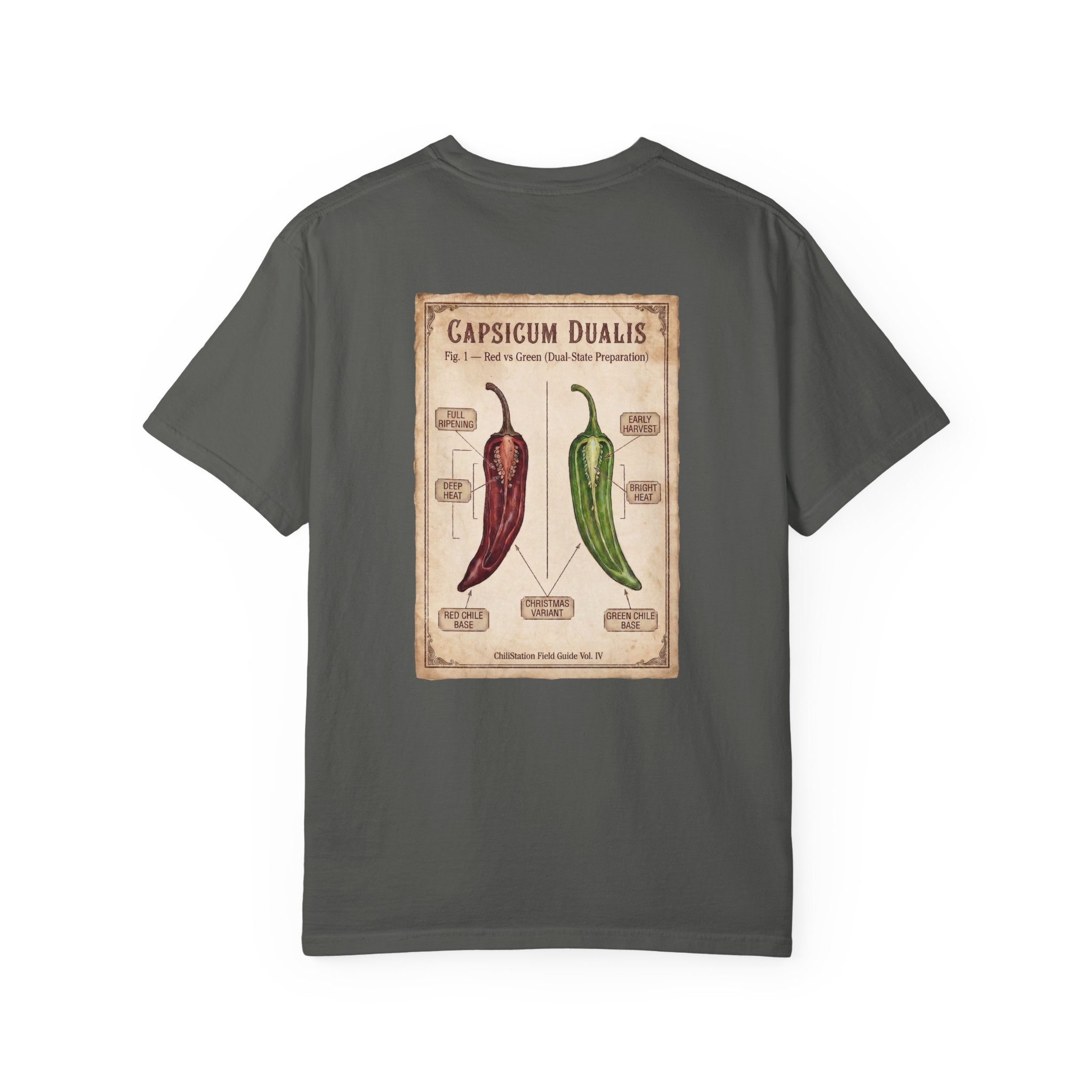 Capsicum Dualis Chili Pepper T-shirt; Vintage Botanical Pepper Illustration