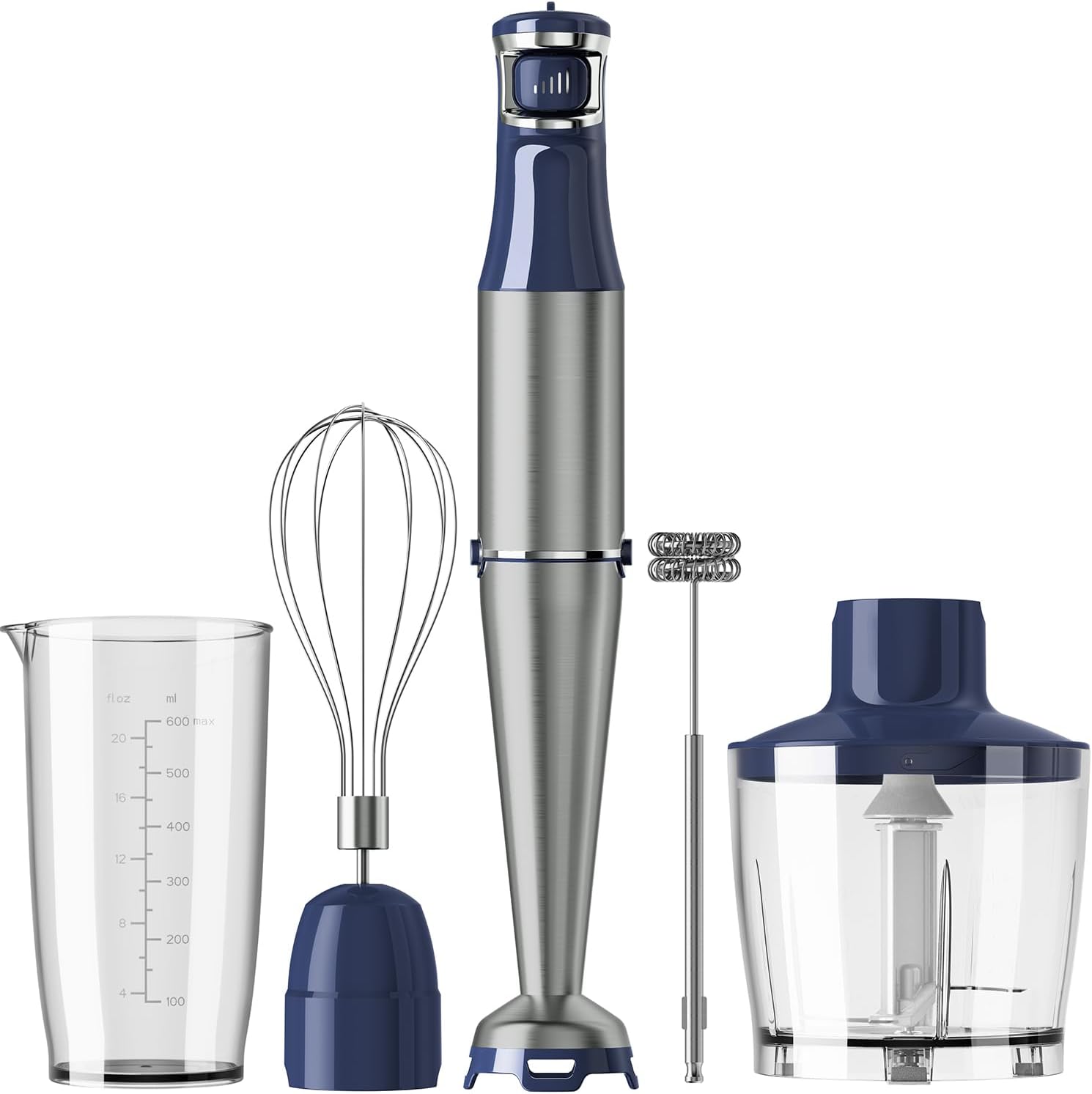 Turelar Immersion Blender Handheld Corded Hand Blenders Set 1100W, Trigger Variable Speed 5 in 1 Stick Emulsifier with Chopper, Whisk and Frother for Soup, Baby Food and Smoothies,Black