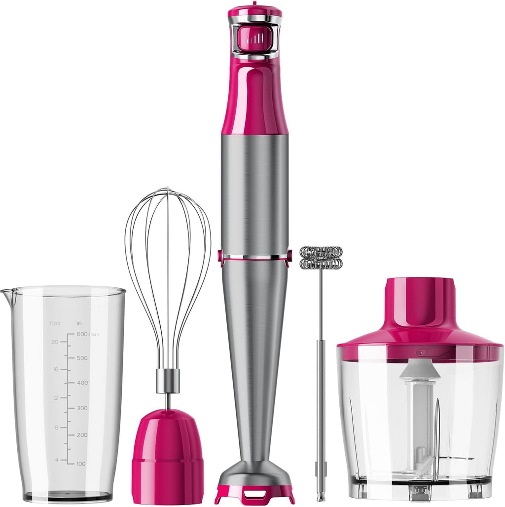 Turelar Immersion Blender Handheld Corded Hand Blenders Set 1100W, Trigger Variable Speed 5 in 1 Stick Emulsifier with Chopper, Whisk and Frother for Soup, Baby Food and Smoothies,Black