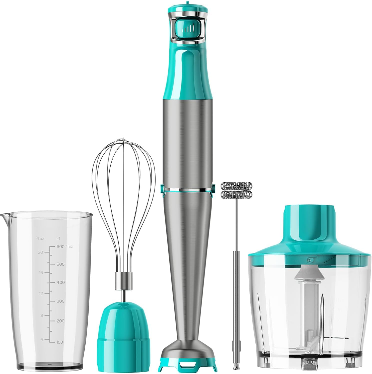 Turelar Immersion Blender Handheld Corded Hand Blenders Set 1100W, Trigger Variable Speed 5 in 1 Stick Emulsifier with Chopper, Whisk and Frother for Soup, Baby Food and Smoothies,Black