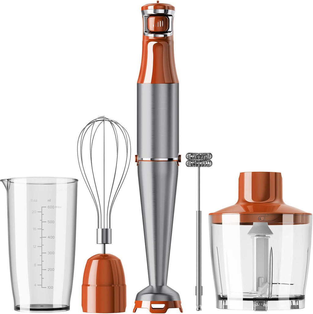 Turelar Immersion Blender Handheld Corded Hand Blenders Set 1100W, Trigger Variable Speed 5 in 1 Stick Emulsifier with Chopper, Whisk and Frother for Soup, Baby Food and Smoothies,Black