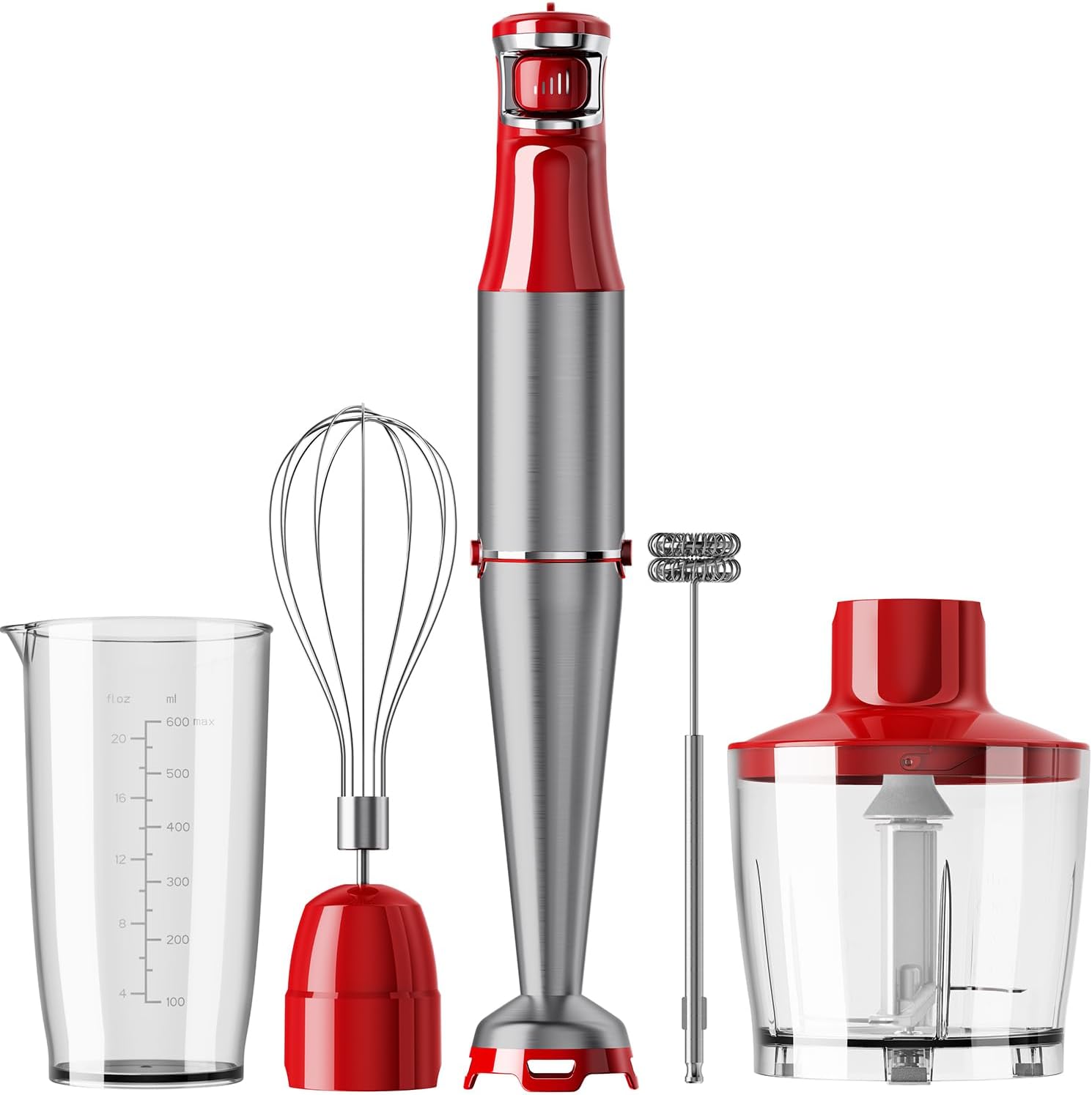 Turelar Immersion Blender Handheld Corded Hand Blenders Set 1100W, Trigger Variable Speed 5 in 1 Stick Emulsifier with Chopper, Whisk and Frother for Soup, Baby Food and Smoothies,Black