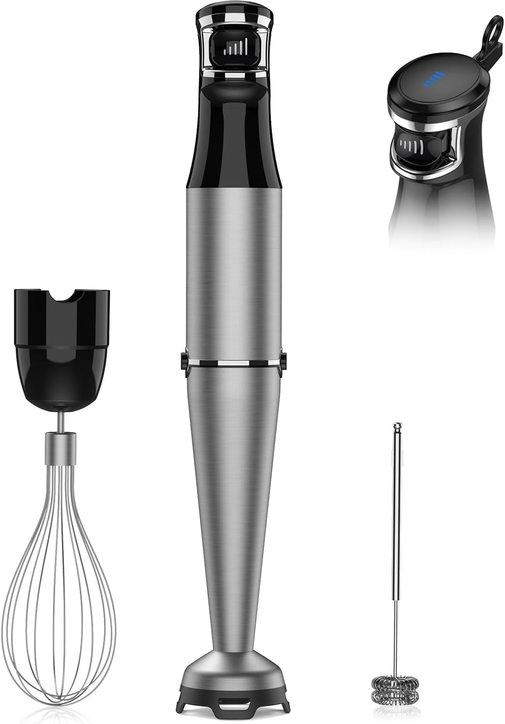 Turelar Immersion Blender Handheld Corded Hand Blenders Set 1100W, Trigger Variable Speed 5 in 1 Stick Emulsifier with Chopper, Whisk and Frother for Soup, Baby Food and Smoothies,Black