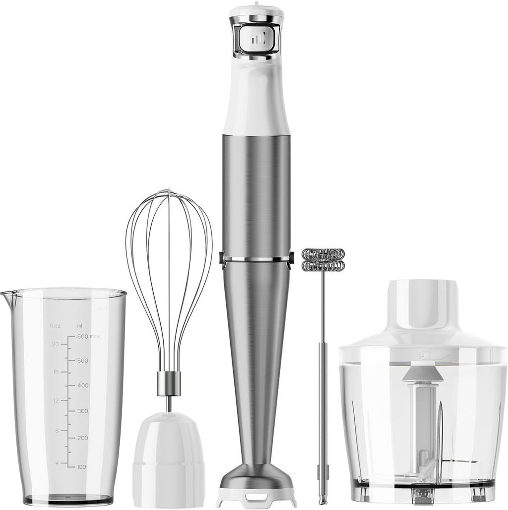 Turelar Immersion Blender Handheld Corded Hand Blenders Set 1100W, Trigger Variable Speed 5 in 1 Stick Emulsifier with Chopper, Whisk and Frother for Soup, Baby Food and Smoothies,Black