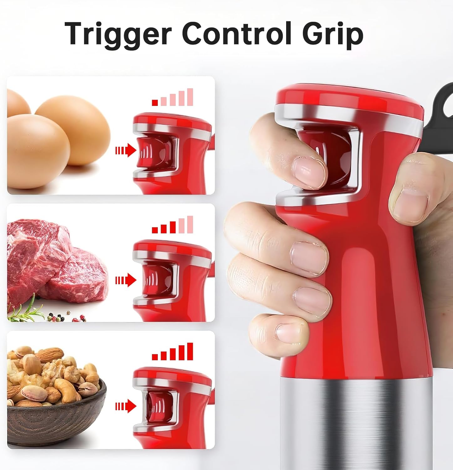 Turelar Immersion Blender Handheld Corded Hand Blenders Set 1100W, Trigger Variable Speed 5 in 1 Stick Emulsifier with Chopper, Whisk and Frother for Soup, Baby Food and Smoothies,Black