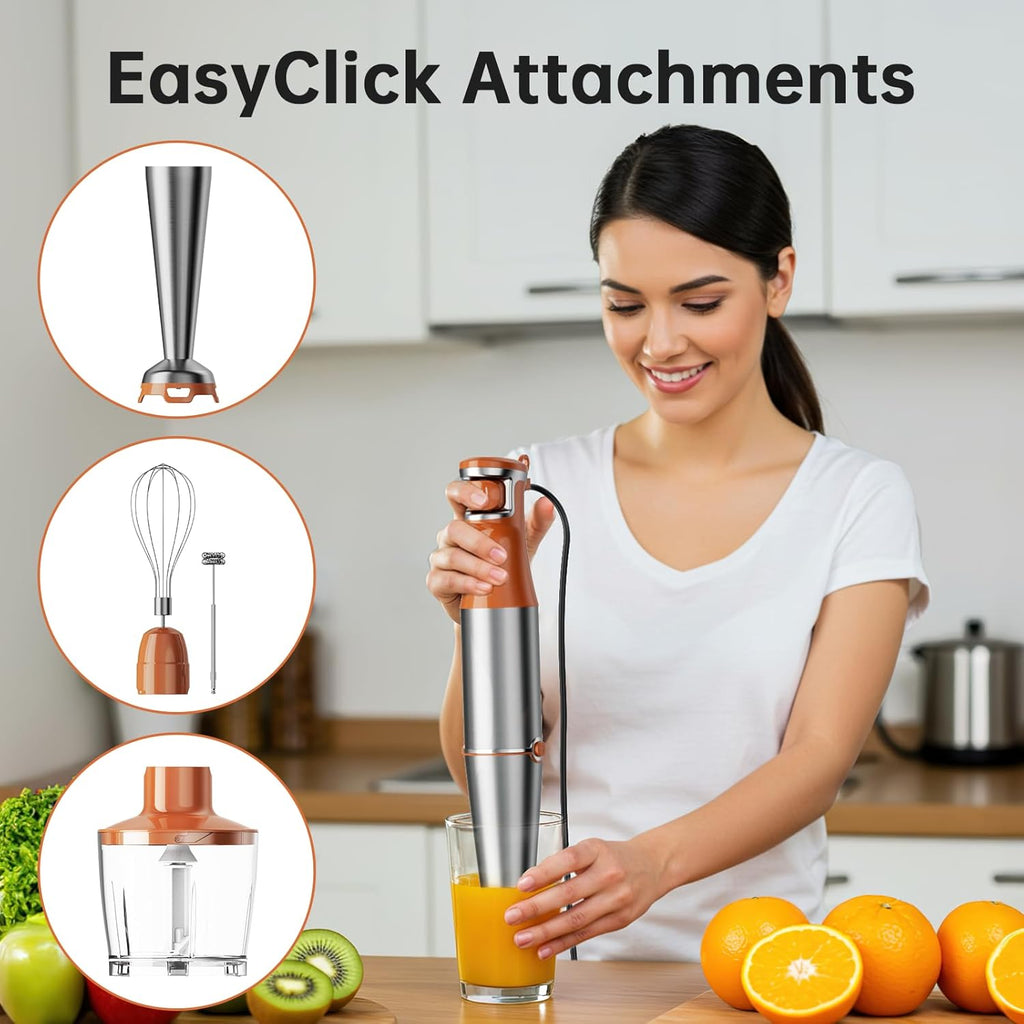 Turelar Immersion Blender Handheld Corded Hand Blenders Set 1100W, Trigger Variable Speed 5 in 1 Stick Emulsifier with Chopper, Whisk and Frother for Soup, Baby Food and Smoothies,Black