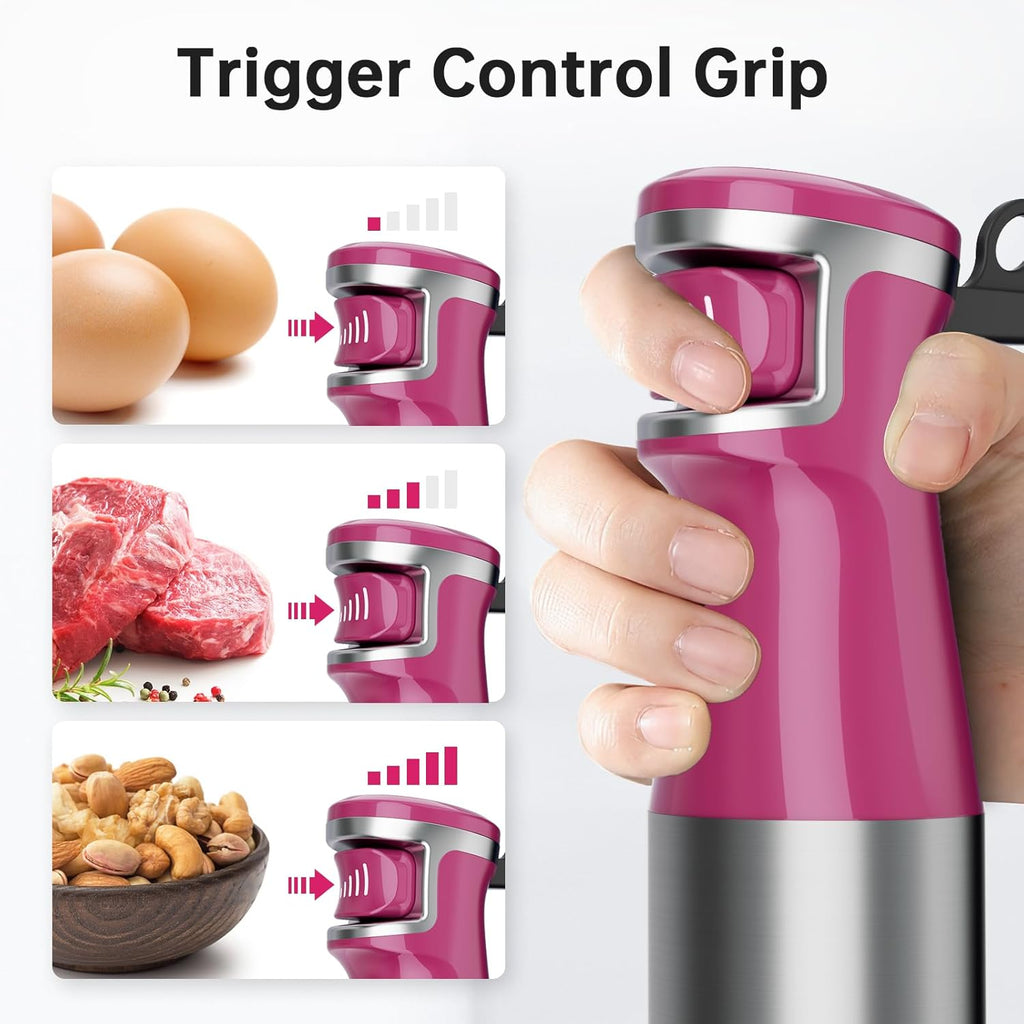 Turelar Immersion Blender Handheld Corded Hand Blenders Set 1100W, Trigger Variable Speed 5 in 1 Stick Emulsifier with Chopper, Whisk and Frother for Soup, Baby Food and Smoothies,Black