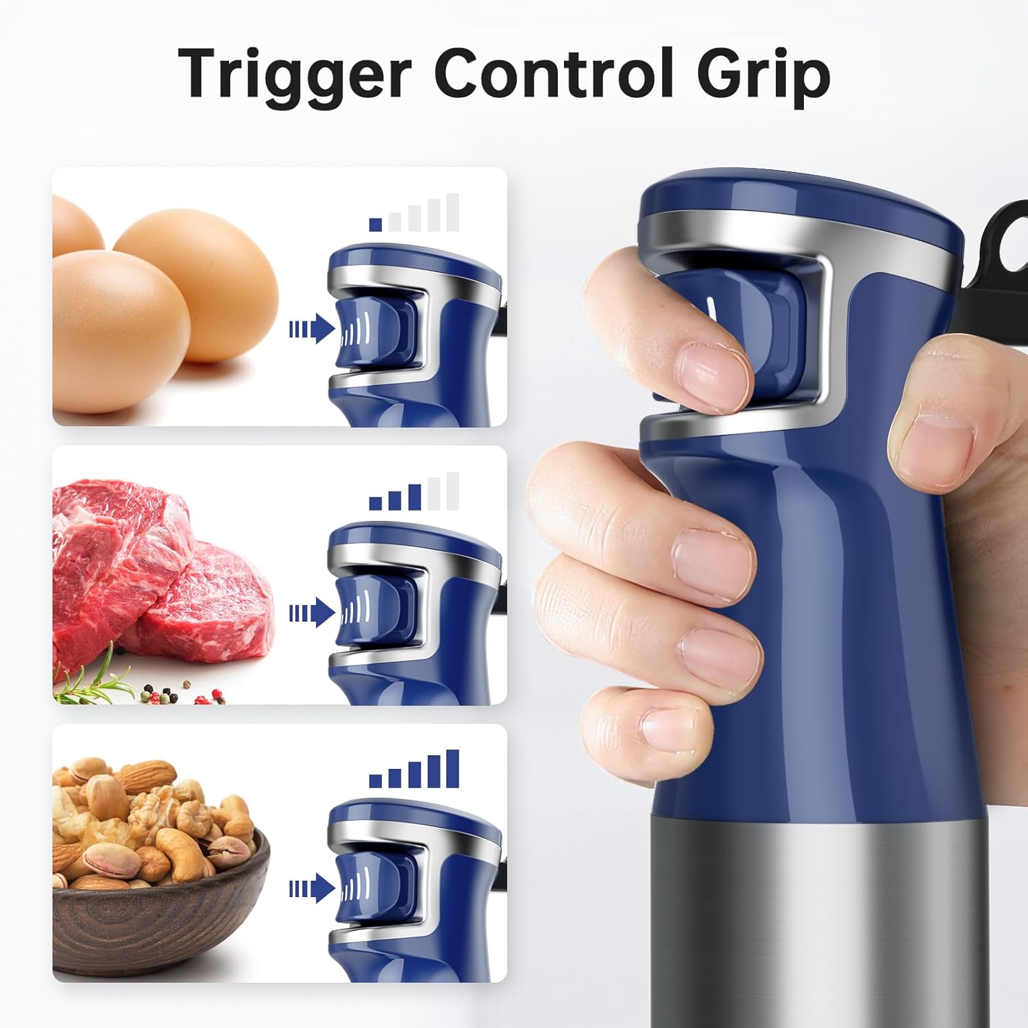Turelar Immersion Blender Handheld Corded Hand Blenders Set 1100W, Trigger Variable Speed 5 in 1 Stick Emulsifier with Chopper, Whisk and Frother for Soup, Baby Food and Smoothies,Black