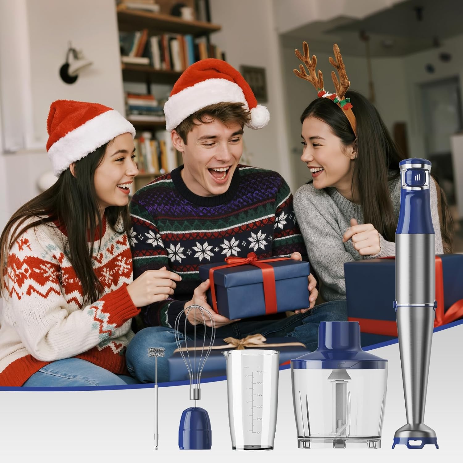 Turelar Immersion Blender Handheld Corded Hand Blenders Set 1100W, Trigger Variable Speed 5 in 1 Stick Emulsifier with Chopper, Whisk and Frother for Soup, Baby Food and Smoothies,Black