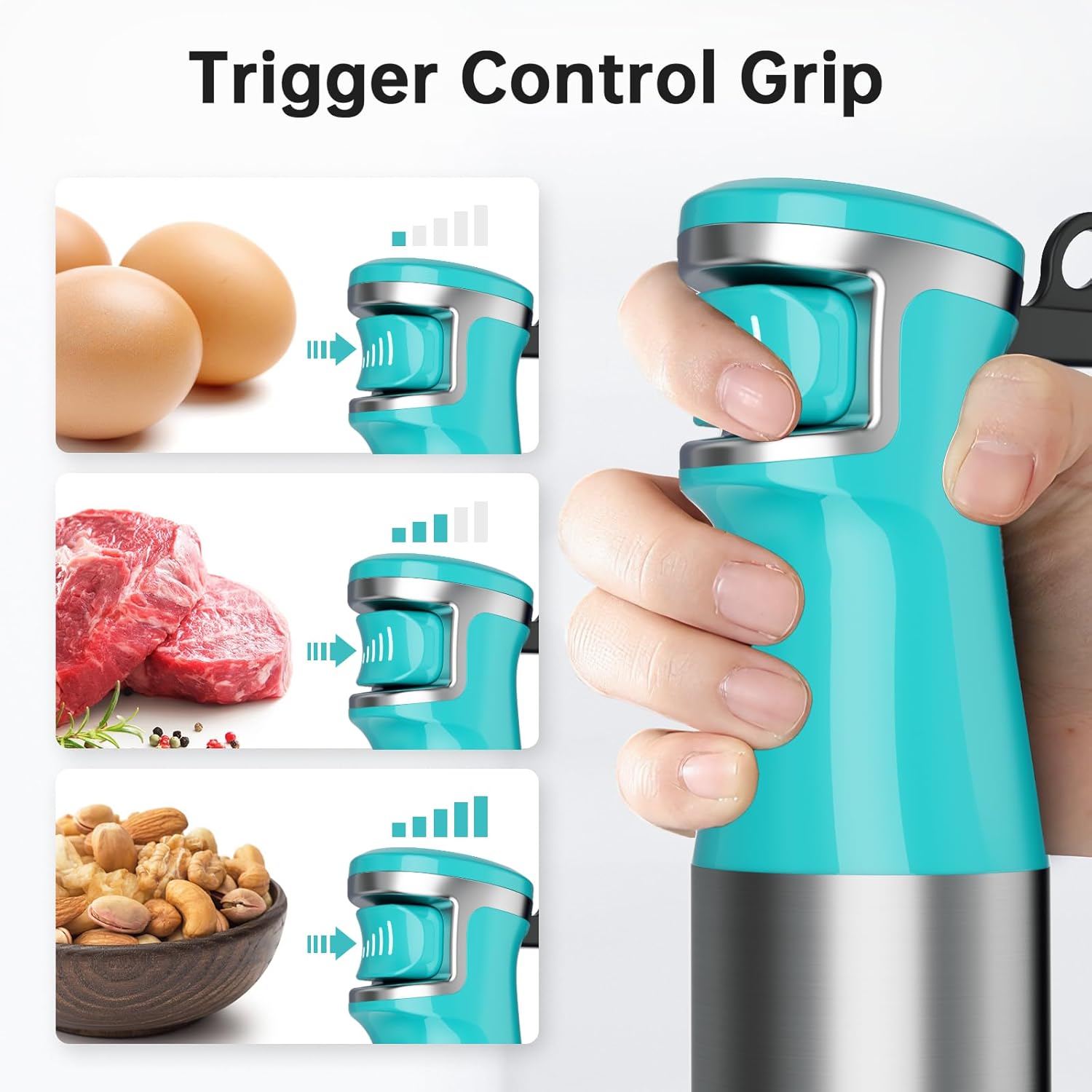 Turelar Immersion Blender Handheld Corded Hand Blenders Set 1100W, Trigger Variable Speed 5 in 1 Stick Emulsifier with Chopper, Whisk and Frother for Soup, Baby Food and Smoothies,Black