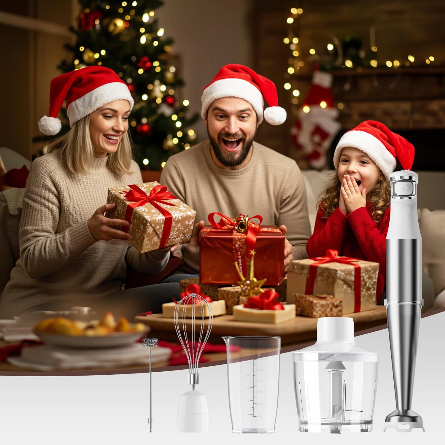 Turelar Immersion Blender Handheld Corded Hand Blenders Set 1100W, Trigger Variable Speed 5 in 1 Stick Emulsifier with Chopper, Whisk and Frother for Soup, Baby Food and Smoothies,Black