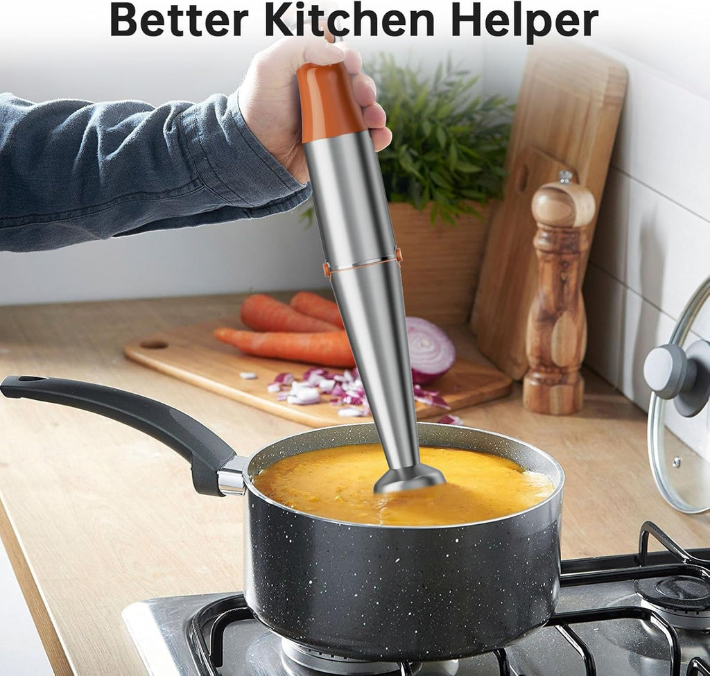 Turelar Immersion Blender Handheld Corded Hand Blenders Set 1100W, Trigger Variable Speed 5 in 1 Stick Emulsifier with Chopper, Whisk and Frother for Soup, Baby Food and Smoothies,Black