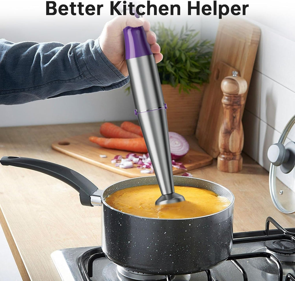 Turelar Immersion Blender Handheld Corded Hand Blenders Set 1100W, Trigger Variable Speed 5 in 1 Stick Emulsifier with Chopper, Whisk and Frother for Soup, Baby Food and Smoothies,Black