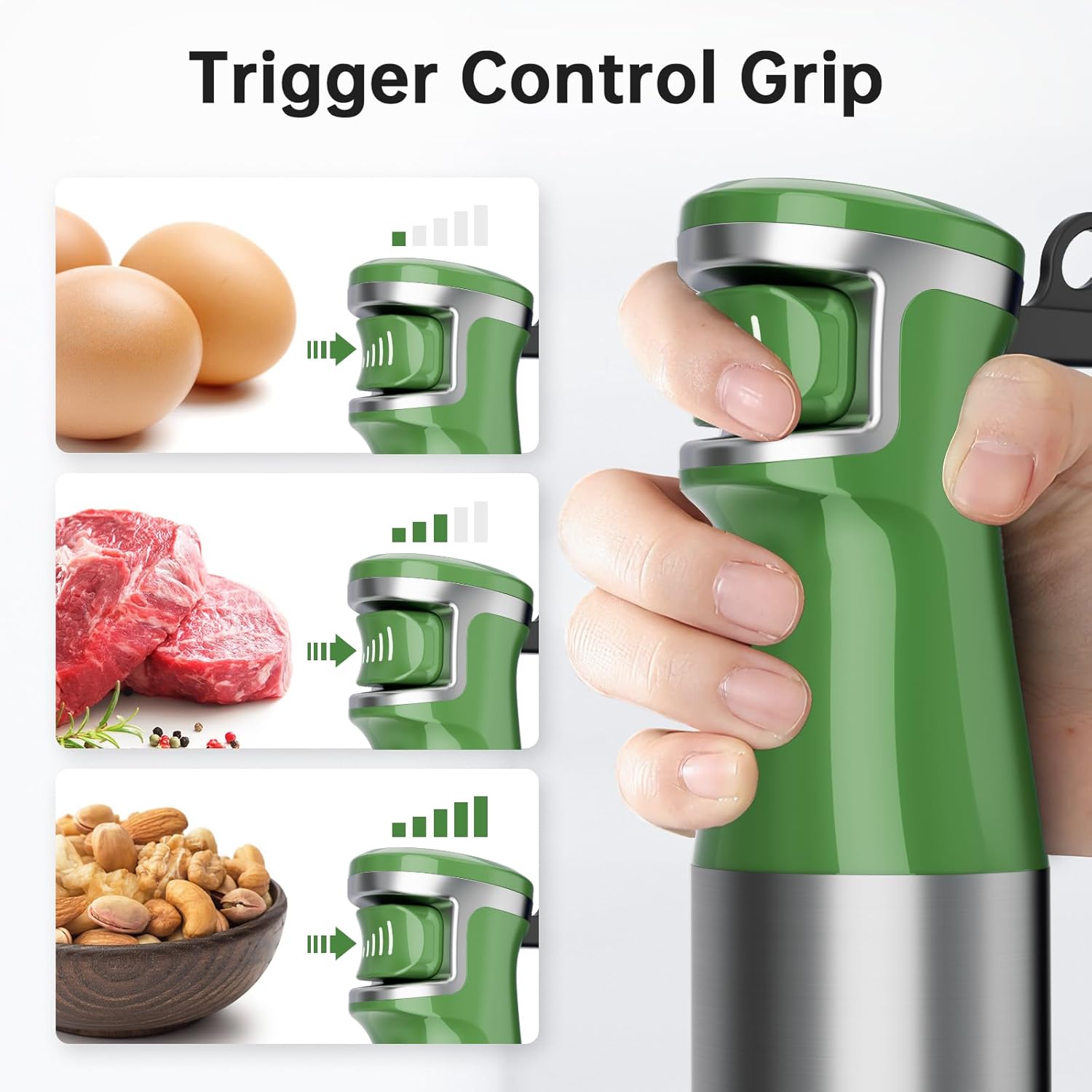 Turelar Immersion Blender Handheld Corded Hand Blenders Set 1100W, Trigger Variable Speed 5 in 1 Stick Emulsifier with Chopper, Whisk and Frother for Soup, Baby Food and Smoothies,Black