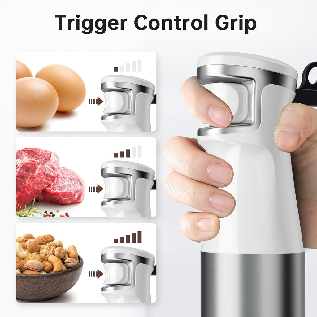 Turelar Immersion Blender Handheld Corded Hand Blenders Set 1100W, Trigger Variable Speed 5 in 1 Stick Emulsifier with Chopper, Whisk and Frother for Soup, Baby Food and Smoothies,Black