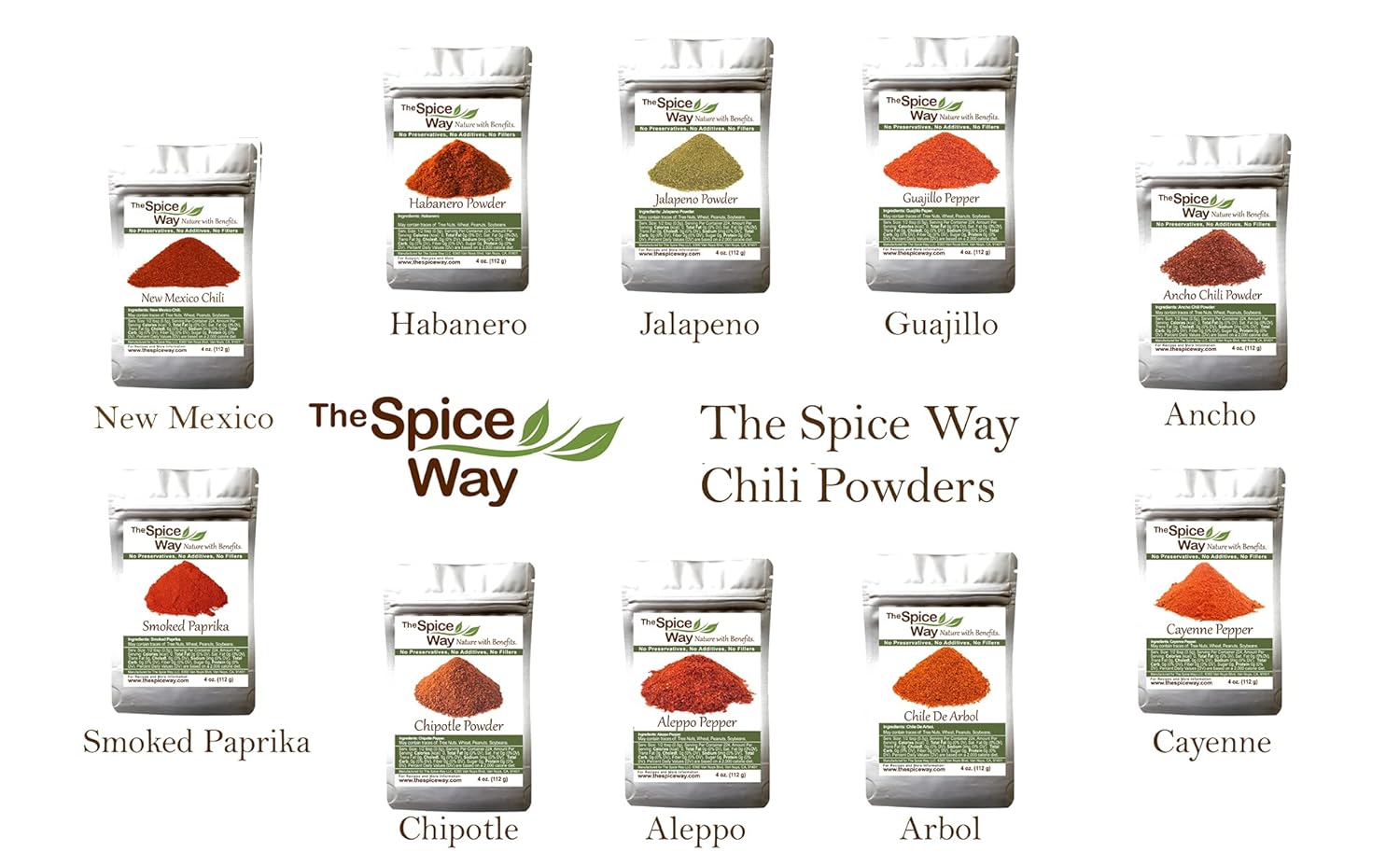 The Spice Way Pepper Powders Bundle - 4 oz each bag