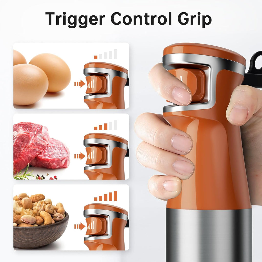 Turelar Immersion Blender Handheld Corded Hand Blenders Set 1100W, Trigger Variable Speed 5 in 1 Stick Emulsifier with Chopper, Whisk and Frother for Soup, Baby Food and Smoothies,Black