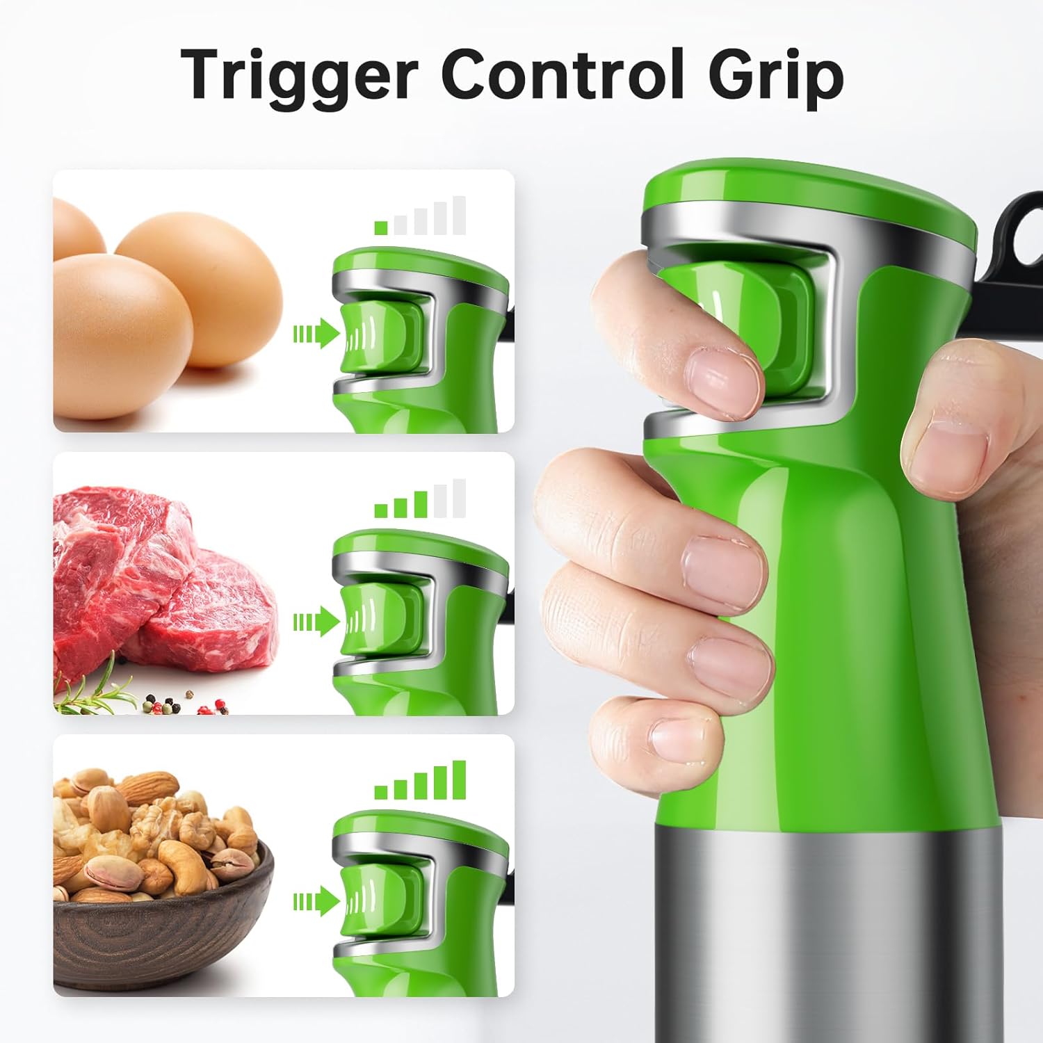 Turelar Immersion Blender Handheld Corded Hand Blenders Set 1100W, Trigger Variable Speed 5 in 1 Stick Emulsifier with Chopper, Whisk and Frother for Soup, Baby Food and Smoothies,Black