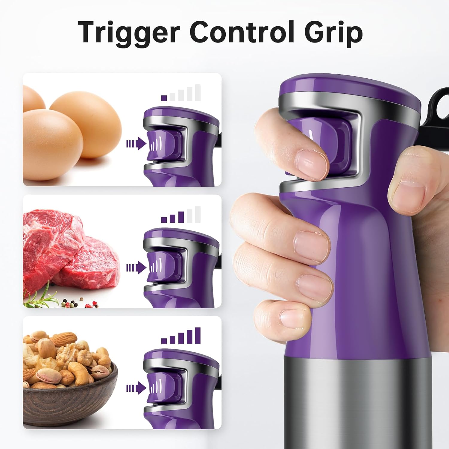 Turelar Immersion Blender Handheld Corded Hand Blenders Set 1100W, Trigger Variable Speed 5 in 1 Stick Emulsifier with Chopper, Whisk and Frother for Soup, Baby Food and Smoothies,Black