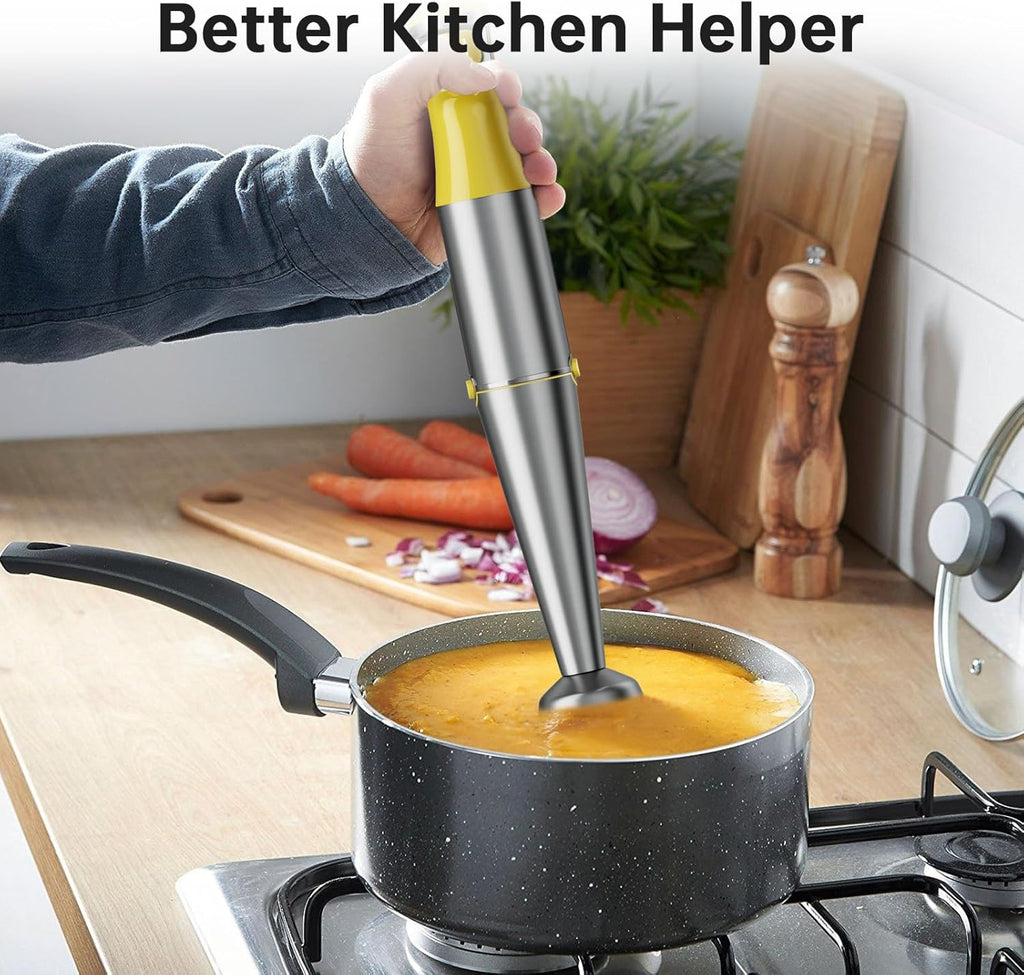 Turelar Immersion Blender Handheld Corded Hand Blenders Set 1100W, Trigger Variable Speed 5 in 1 Stick Emulsifier with Chopper, Whisk and Frother for Soup, Baby Food and Smoothies,Black