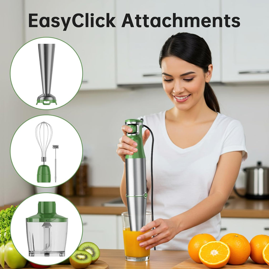 Turelar Immersion Blender Handheld Corded Hand Blenders Set 1100W, Trigger Variable Speed 5 in 1 Stick Emulsifier with Chopper, Whisk and Frother for Soup, Baby Food and Smoothies,Black