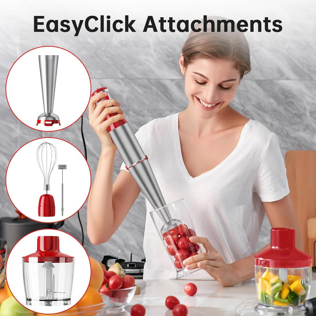 Turelar Immersion Blender Handheld Corded Hand Blenders Set 1100W, Trigger Variable Speed 5 in 1 Stick Emulsifier with Chopper, Whisk and Frother for Soup, Baby Food and Smoothies,Black