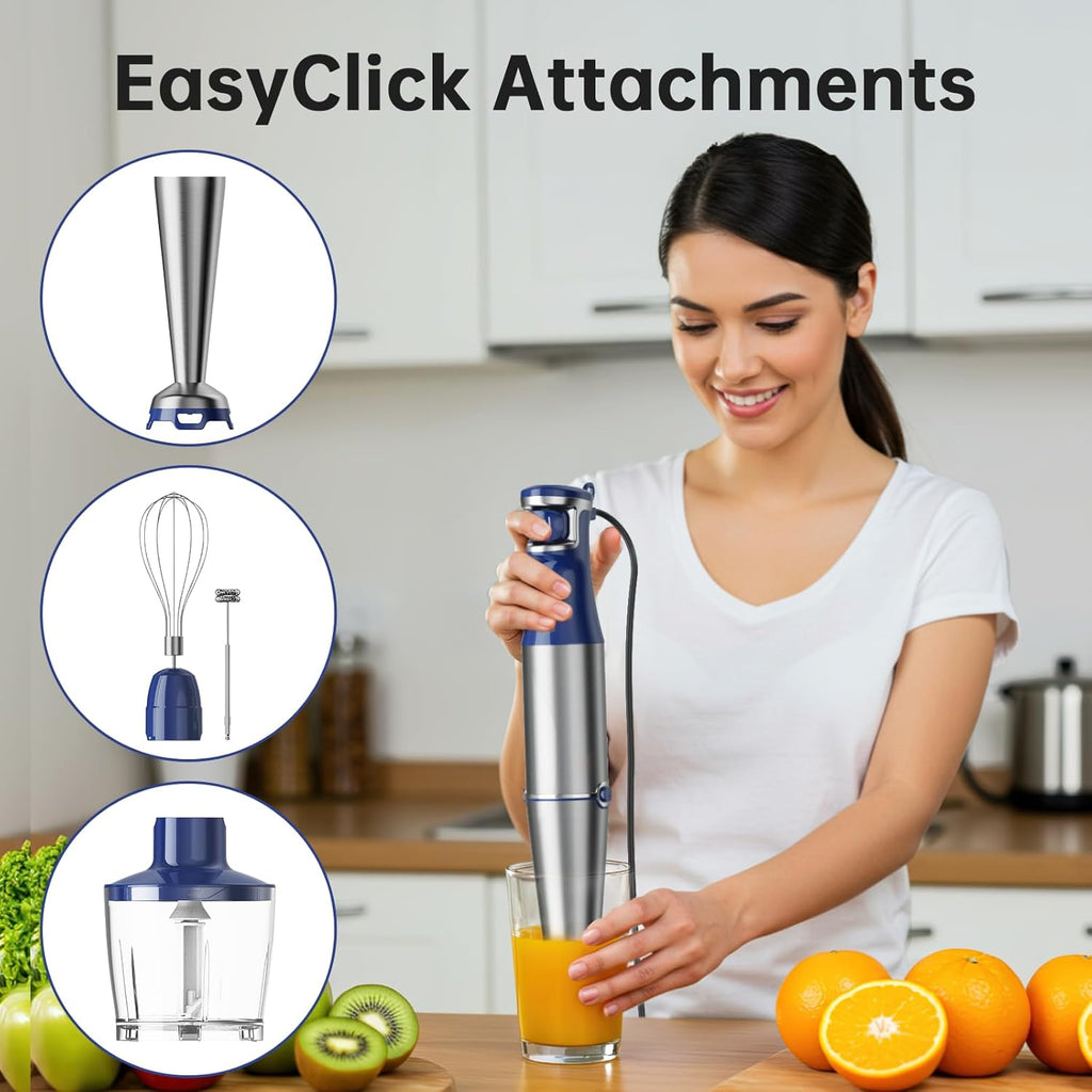 Turelar Immersion Blender Handheld Corded Hand Blenders Set 1100W, Trigger Variable Speed 5 in 1 Stick Emulsifier with Chopper, Whisk and Frother for Soup, Baby Food and Smoothies,Black