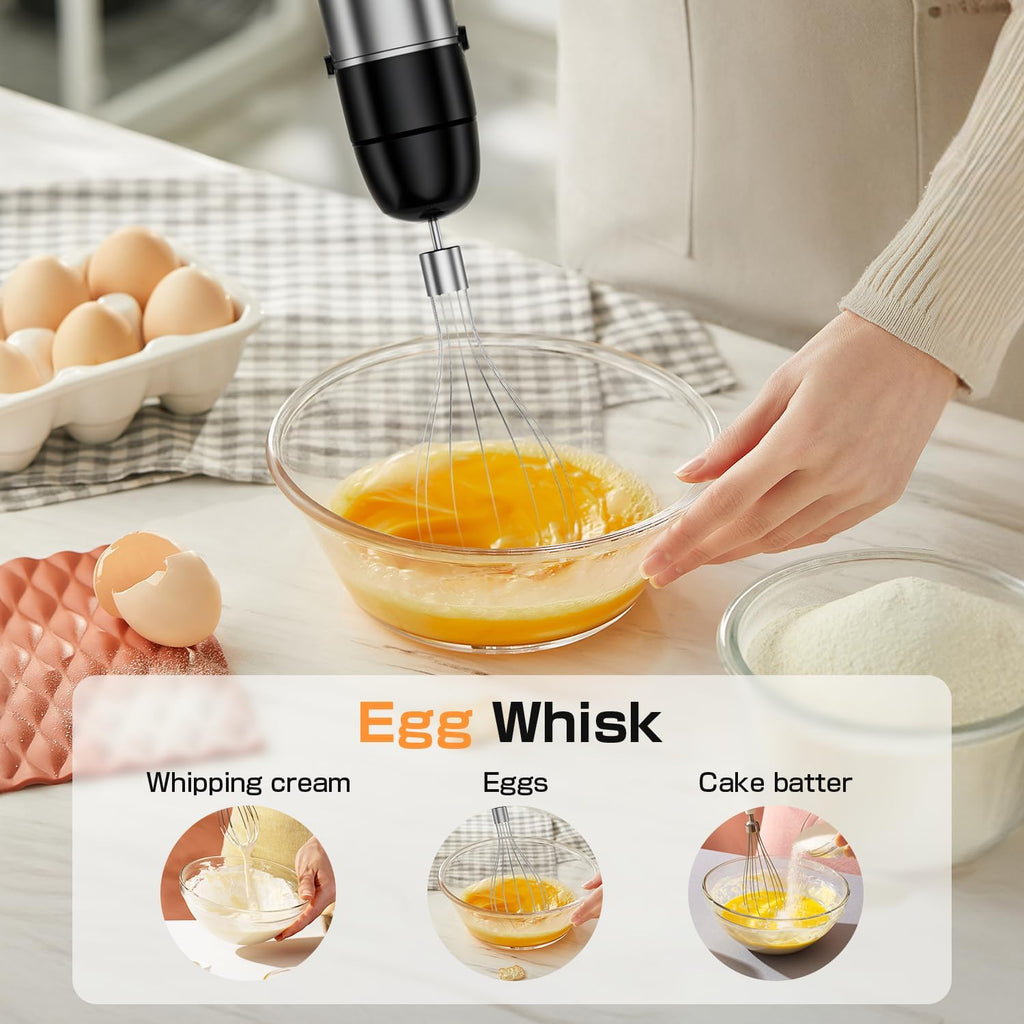 Turelar Immersion Blender Handheld Corded Hand Blenders Set 1100W, Trigger Variable Speed 5 in 1 Stick Emulsifier with Chopper, Whisk and Frother for Soup, Baby Food and Smoothies,Black