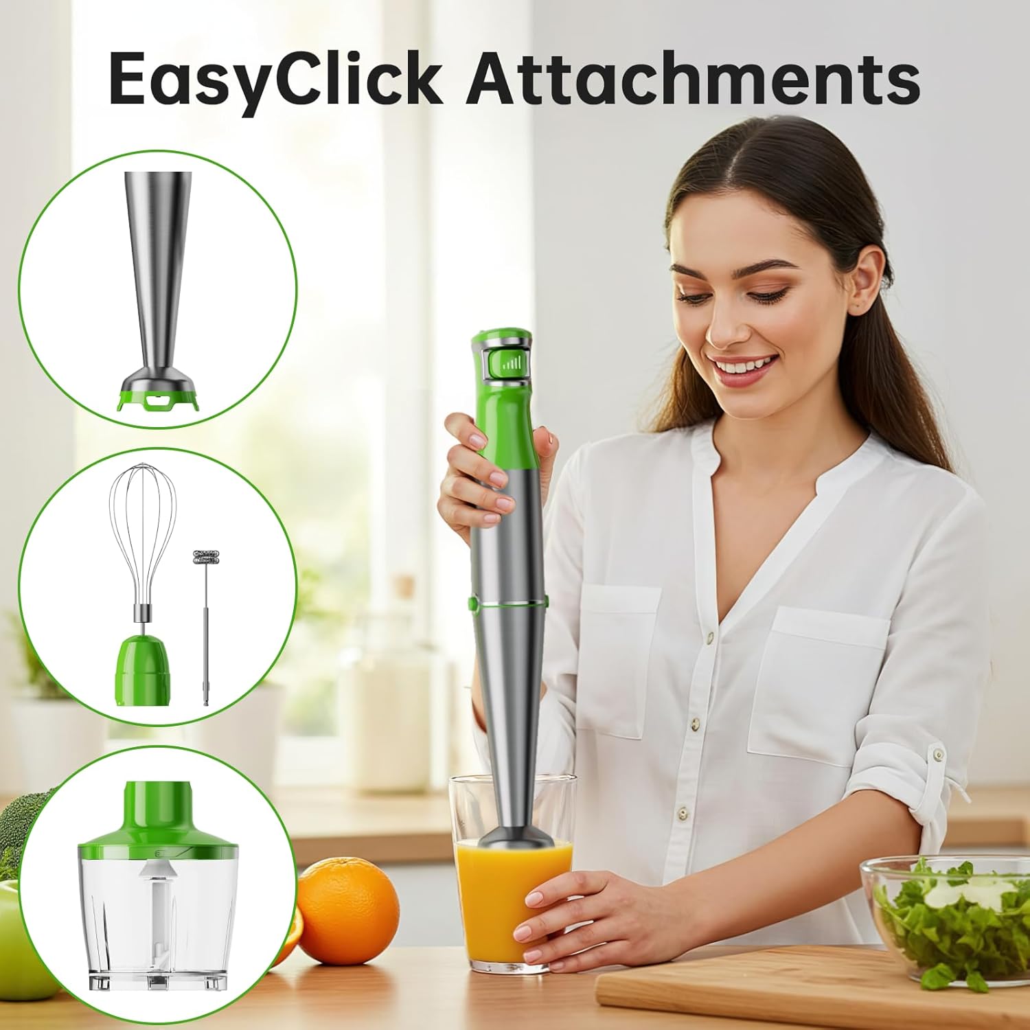 Turelar Immersion Blender Handheld Corded Hand Blenders Set 1100W, Trigger Variable Speed 5 in 1 Stick Emulsifier with Chopper, Whisk and Frother for Soup, Baby Food and Smoothies,Black