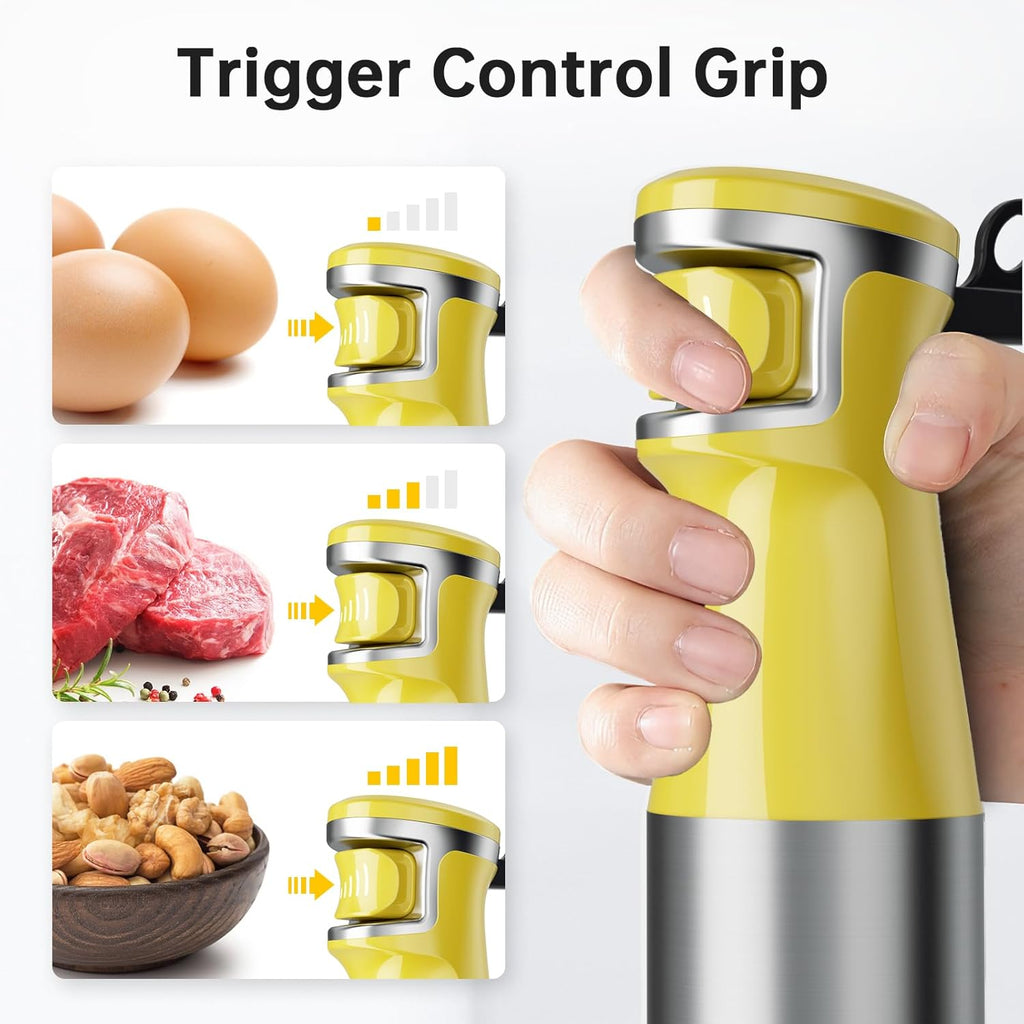 Turelar Immersion Blender Handheld Corded Hand Blenders Set 1100W, Trigger Variable Speed 5 in 1 Stick Emulsifier with Chopper, Whisk and Frother for Soup, Baby Food and Smoothies,Black