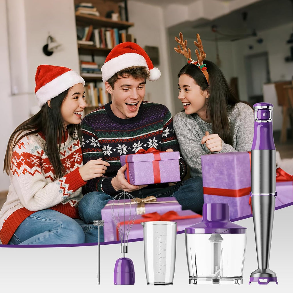 Turelar Immersion Blender Handheld Corded Hand Blenders Set 1100W, Trigger Variable Speed 5 in 1 Stick Emulsifier with Chopper, Whisk and Frother for Soup, Baby Food and Smoothies,Black