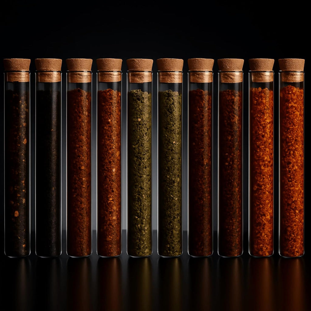 Premium Crushed Red Pepper Flakes Variety Pack - 10 Dried Chili Peppers from Mild to World's Hottest | Ghost Pepper, Carolina Reaper, Habanero, Cayenne, Chipotle (and more) Flakes Set